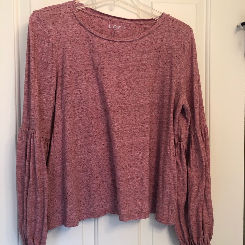 LOFT - Pink shirt with poet sleeves.  Large.  EUC